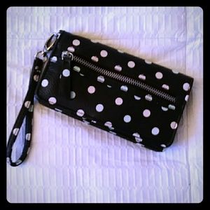 Purse black multi polka dot